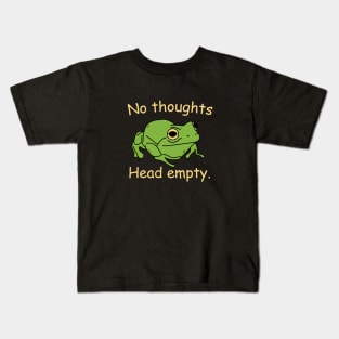 no thoughts head empty frog retro word art meme Kids T-Shirt